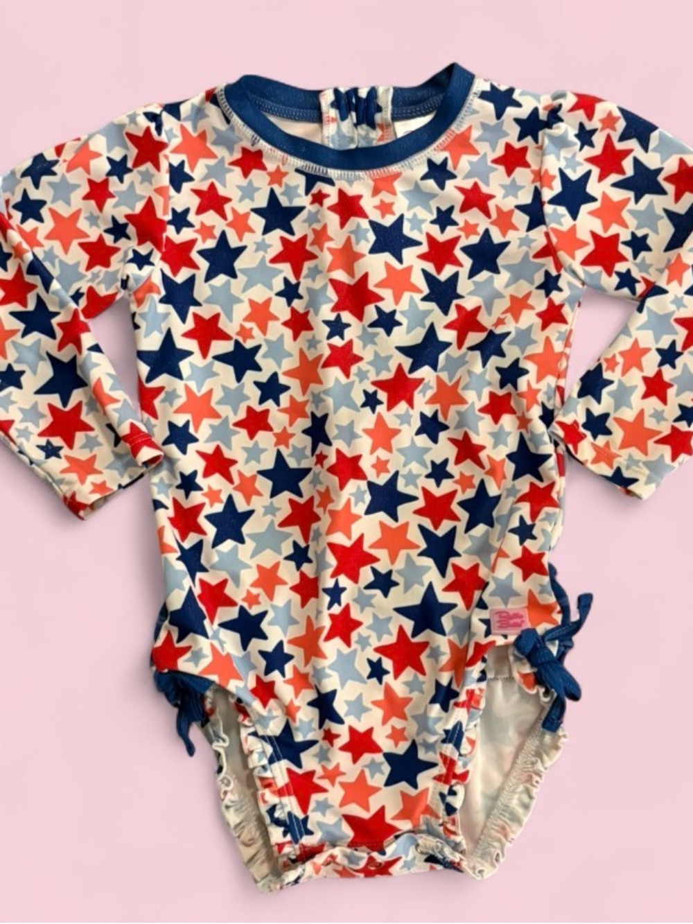 RuffleButts Stars Long Sleeve One Piece Swimsuit Rash Guard 2T
